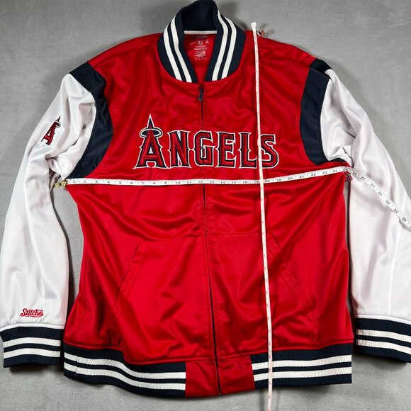 Los Angeles Angels Jacket Mens 2XL Red White MLB Baseball Stitches Athletic Gear - Picture 8 of 10